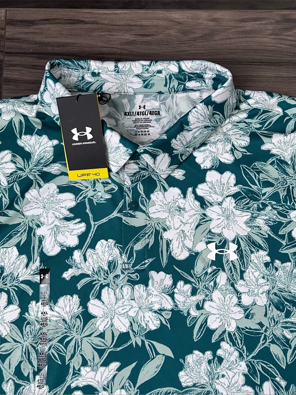 Under Armour Matchplay Green Printed Floral Golf Polo Shirt UPF 40 Men’s 4XLT